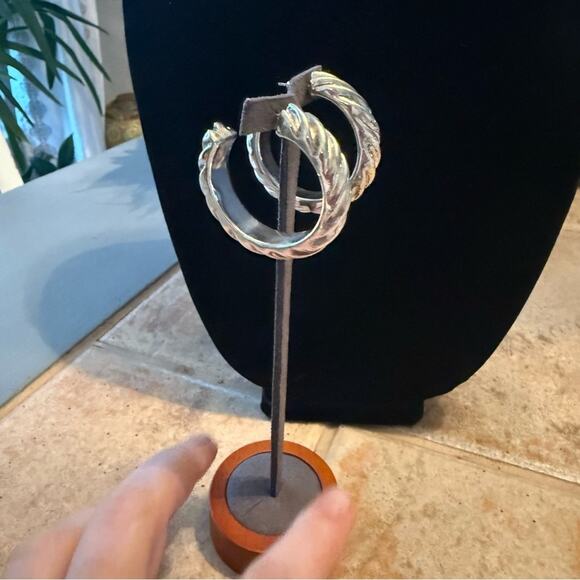 Simon Sebbag 925 Sterling Silver Hoop Earrings - Picture 3 of 15